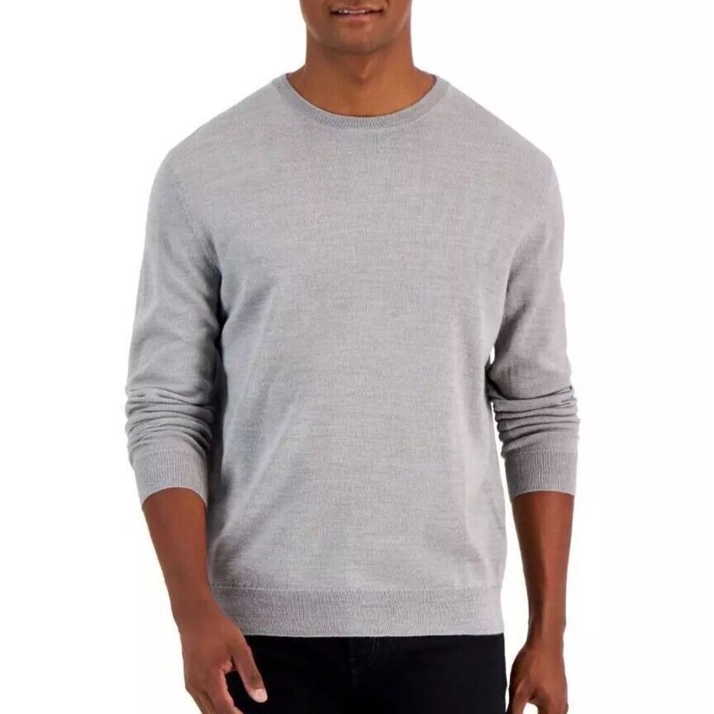 *50off3* NWT Macy's Merino Wool Blend Performance Crew Neck Sweater XXL Smoke